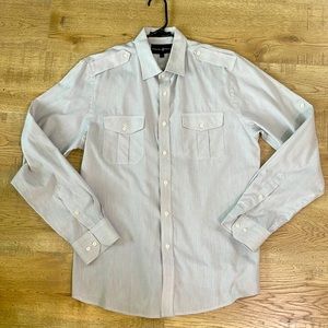 Men’s button up stripped shirt | Size: L